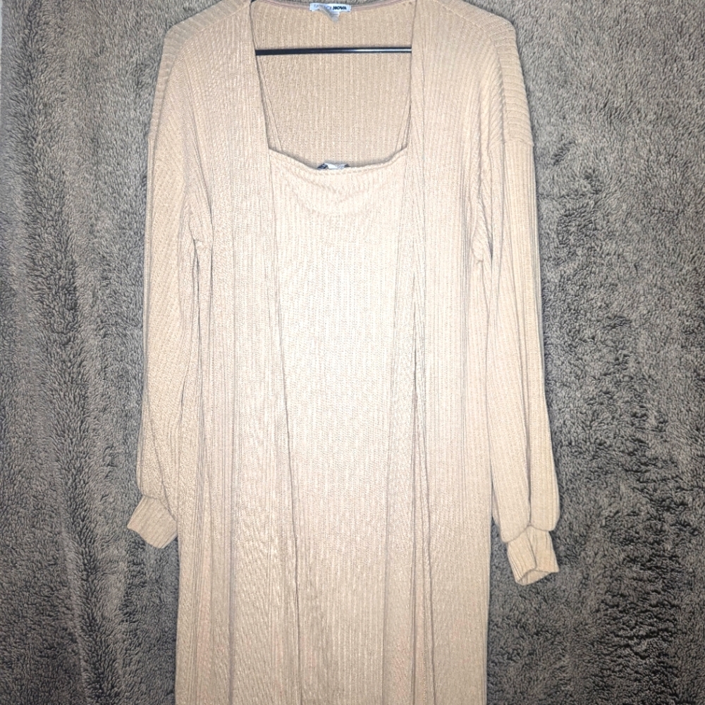 Fashion Nova ribbed cardigan and mini dress set